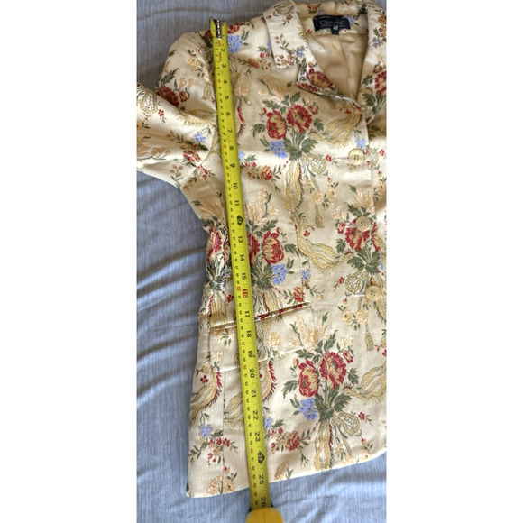 Vintage Clement Womens Floral Brocade Button Blazer Size XL Shimmer German Jacke - Picture 15 of 16